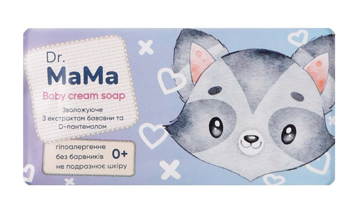 Крем-мило дитяче тверде марки (Д)Dr.MaMa З екстрактом бавовни та D-пантенолом( гіпоалергенне 0+) 90г